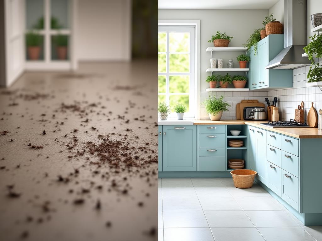 Before and after pest control treatment results